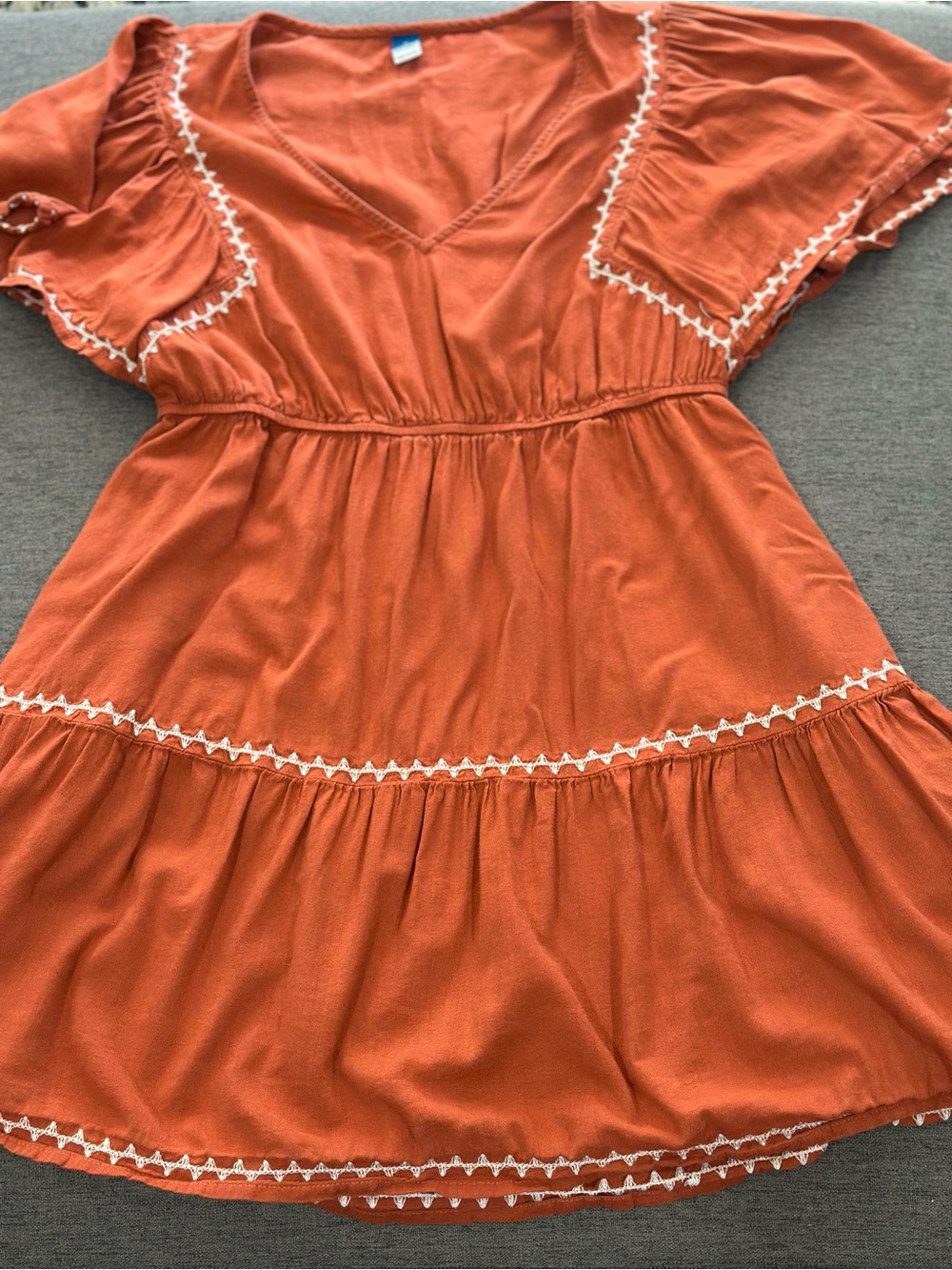 Old Navy Orange Tiered Dress with White Trim